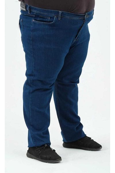 AKTEZ-EL Plus Size Men's Jeans Lycra Battal 2004 Dark Blue Denim Pants