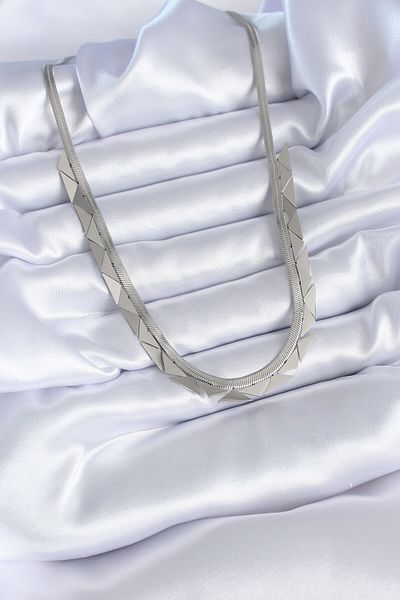 Skygo 316L Steel Silver Color Italian Chain Triangle Model Women's Necklace - TJ-BKO7714