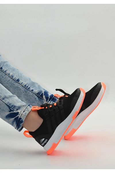 BYŞ Moda Ndrops Comfortable, Orthopedic, Lightweight, Laceless Mesh Sneaker Daily Children's Sports Shoes Black Orange