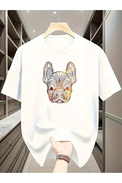 NoVibe Unisex Drawing Dog με τύπωμα με τύπωμα Κοντομάνικο μπλουζάκι από 100% βαμβάκι