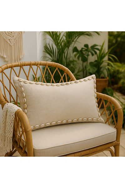 EACHTOME Bohemian Seashell Detailed Throw Pillow Including Interior Pillow