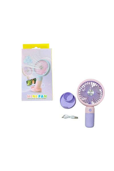 FOXMAG24 Handheld Fan with Mobile Phone Stand, USB Charging, On/Off Button, 3 Speeds, Purple