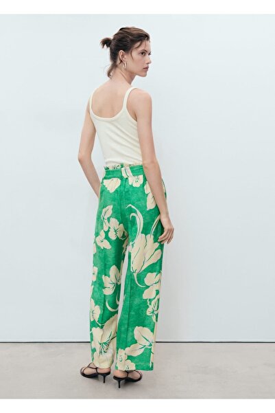 MANGO Woman Desenli kemerli pantolon