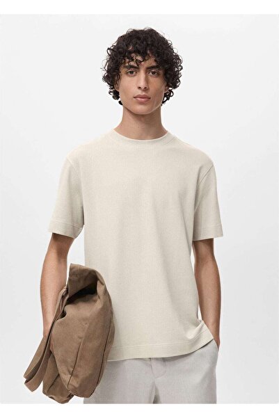 MANGO Man Pamuklu ince dokuma tişört