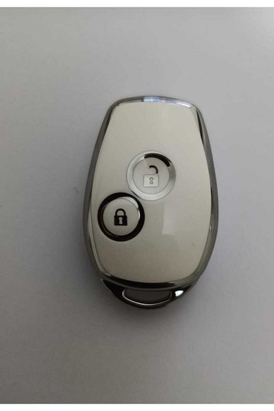 GMA KEYS For Renault Clio 3 Dacia Duster 2 Button Nano Key Case Cover White Silver Silver Color