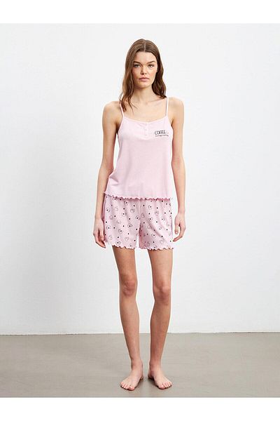 LC Waikiki Set pijama pentru femei LCW DREAM cu decolteu în U cu pantaloni scurți (S5)