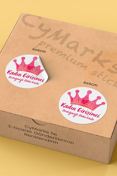 alışveriş kurdu Woman's Entrepreneur Themed Sticker Packaging Shipping Packing Label - 4X4Cm 70 Pieces Round