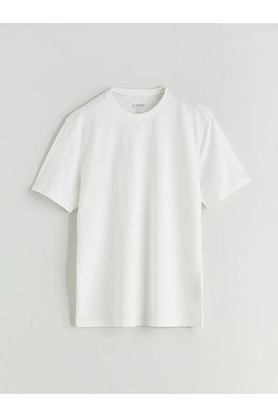 LC Waikiki Lcwaikiki Basic Ecru Crew Neck Combed Cotton Men's T-Shirt