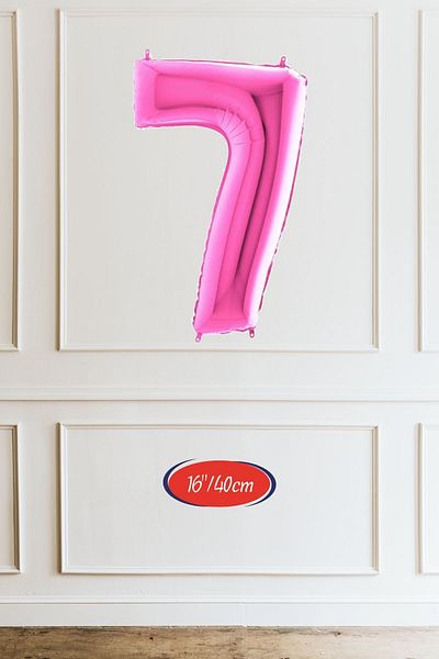Atölye Mi 7 Years Old Pink Balloon 16 Inch Pink Number Balloon