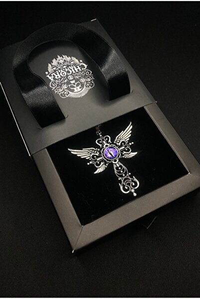 TChicora Ejderha Gözlü Kanat Kolye – Mor Taşlı Nefes Kesen Detay