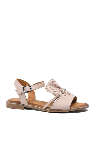 Dogati Dogati flat sandals with charms, powder pink, made of genuine leather MIR 413
