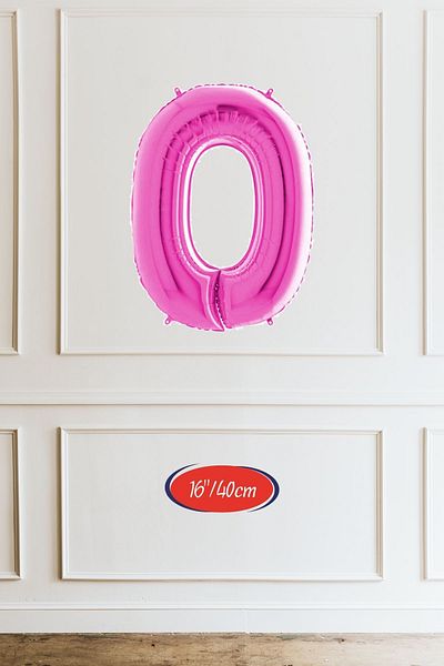 Atölye Mi 0 Pink Balloon 16 Inch Pink Zero Number Balloon