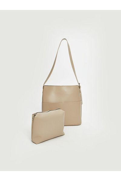 LC Waikiki Beige Leather Look Women's Bag and Wallet