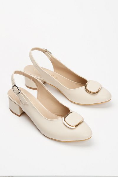 MFT AYAKKABI Short Thick Heeled Buckle Open Back Casual Shoes