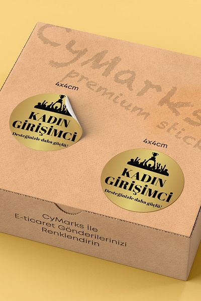 alışveriş kurdu Woman's Entrepreneur Themed Sticker Packaging Shipping Packing Label - 4X4Cm 70 Pieces Round