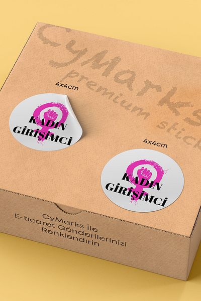 alışveriş kurdu Woman's Entrepreneur Themed Sticker Packaging Shipping Packing Label - 4X4Cm 70 Pieces Round