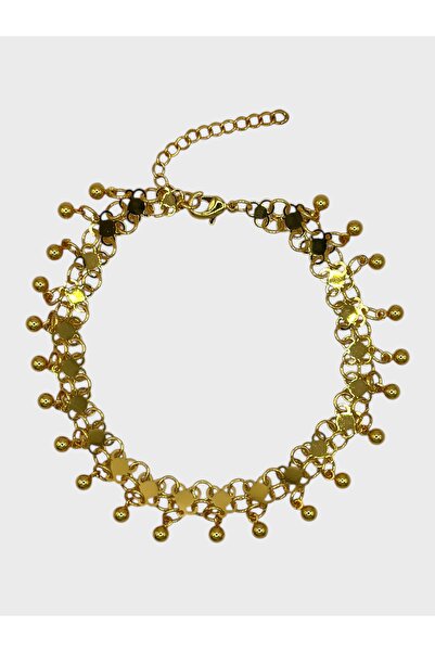 Arnes Jewelry Çelik 22 Ayar Altın Kaplama Küçük Boy Kişnişli Bileklik