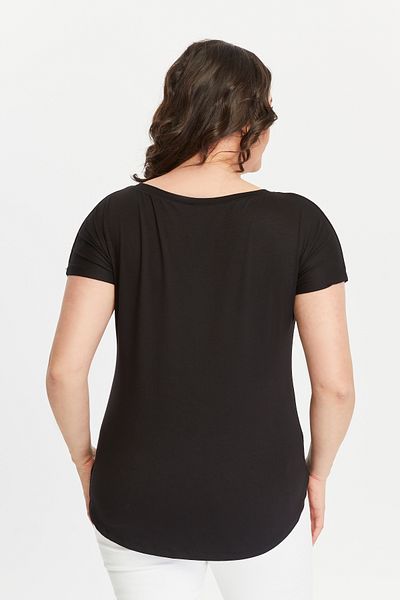 Curvy Trend Plus Size Daisies Printed Wide V-Neck Short Sleeve Oval Slit Blouse
