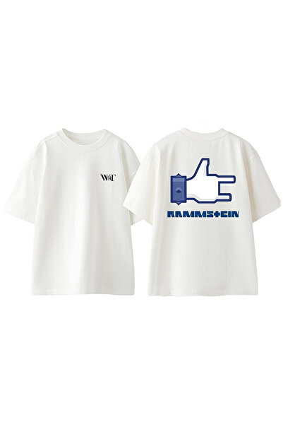 THEWERT Rammstein Rock Design Leđa Štampano Pamuk Bela Oversize kroj T-shirt