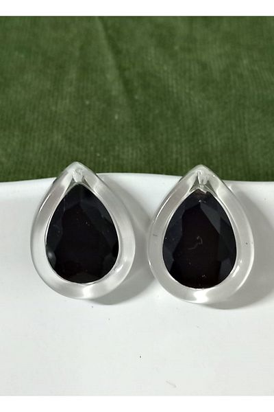 mos&more Black Stone Acrylic Lightweight Stylish Women's Earrings