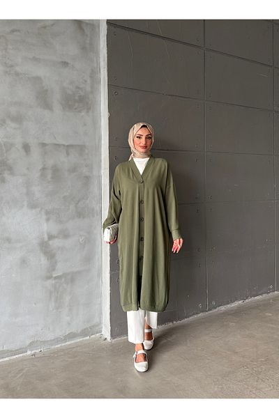 Aranlı tekstil Cap & Abaya - Khaki - Oversize