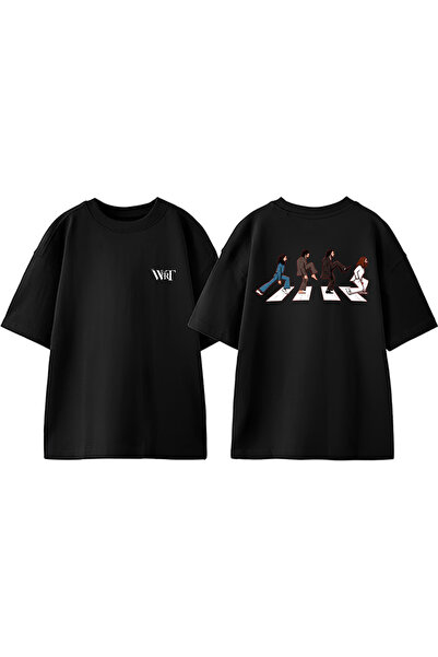 THEWERT The Beatles Way Design Πίσω Βαμβακερό μαύρο μπλουζάκι Oversize