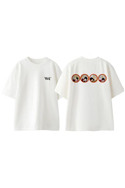 THEWERT The Beatles Wallpaper Design Πίσω Βαμβακερό λευκό μπλουζάκι Oversize