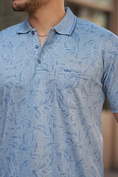 HAZEGO Tricou cu mânecă scurtă cu guler jacquard pentru bărbați