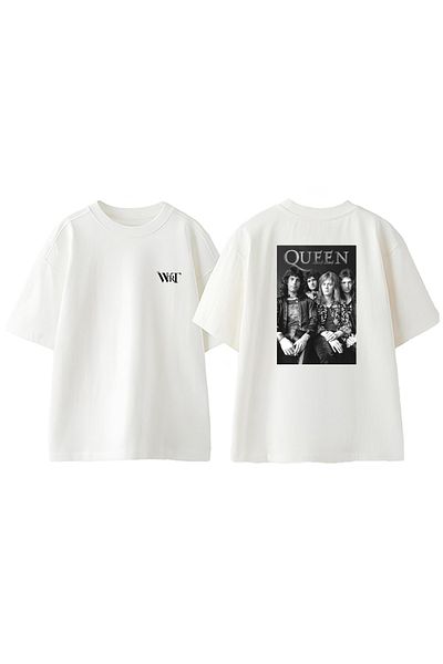 THEWERT Queen May Band 1980's Design Back Printed Cotton White Oversize T-Shirt