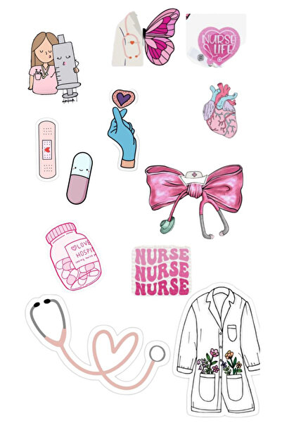 BK Design Tıp Doktor Hemşire Sticker Telefon Laptop Notebook Tablet Defter Matara Stiker Etiket ST1773