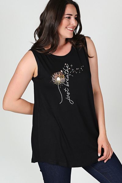 Curvy Trend Plus Size Breathe Printed Sleeveless Viscose Basic Blouse