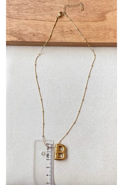 Rupen Kraft 316 L B Letter Steel Balloon Necklace , Steel Letter Necklace , Gold Steel Necklace