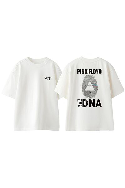 THEWERT Pink Floyd It's In My Dna Design Πίσω Βαμβακερό λευκό μπλουζάκι υπερμεγέθη