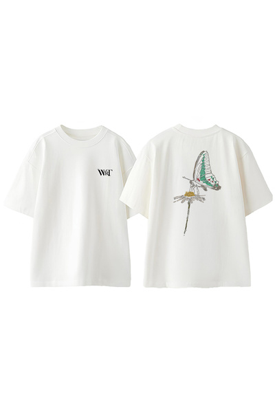 THEWERT Daisy Butterfly dizajn rukavac Štampano Pamuk bela Oversize kroj T-shirt