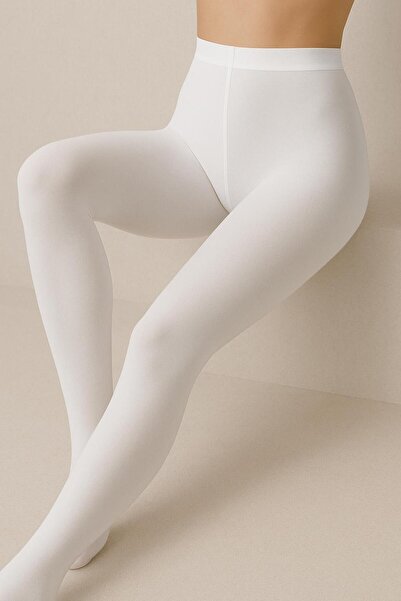 DÜVEN Дамски чорапогащи Seasonal 40 Den, матови, средно дебели, непрозрачни, бели