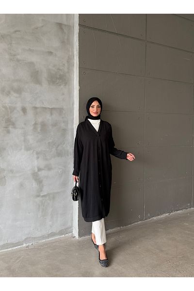 Aranlı tekstil Cap & Abaya - Black - Oversize