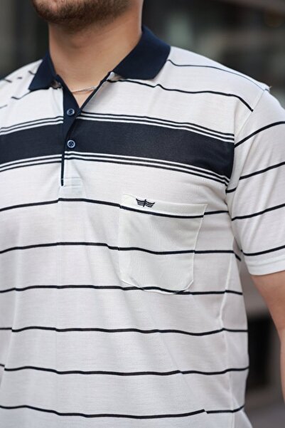 HAZEGO Ανδρικό μπλουζάκι με κοντό μανίκι με ριγέ γιακά Sky Fashion