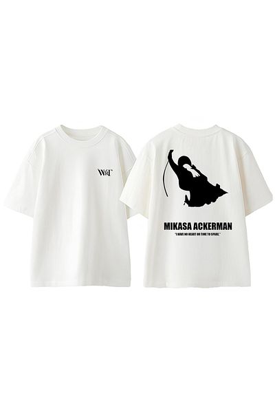 THEWERT Μπλουζάκι Mikasa Ackerman 3 Σχέδιο Πίσω Βαμβακερό Λευκό Oversize μπλουζάκι