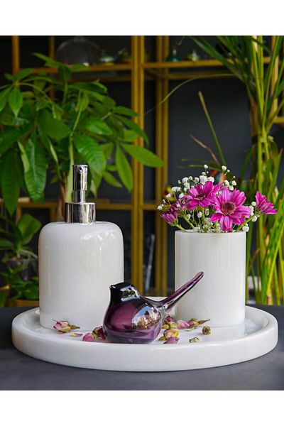 mar&more Rolin Marble 3-Piece Bathroom Set White