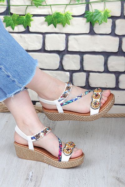 Vojo Daisy Comfortable Sole Stone Bead Detailed Women's Sandals