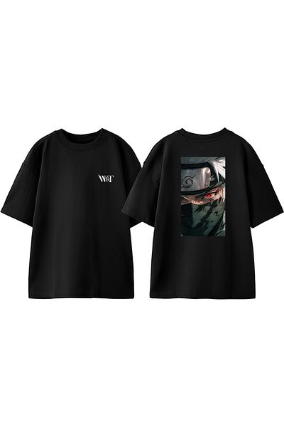 THEWERT Μπλουζάκι Naruto Kakashi 1 Σχέδιο Πίσω Βαμβακερό Μαύρο Oversize
