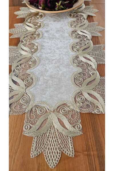 ZESA HOME Luxury French Lace Velvet Runner