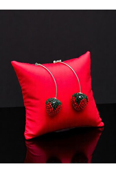 miraybutikhediyelikesya أقراط الفراولة اللطيفة - تصميم حجر الراين المتلألئ، أ...