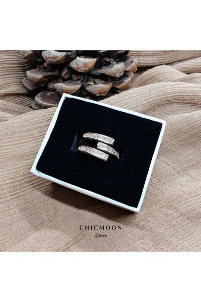 CHICMOON STORE Steel Adjustable Jewelled Ring