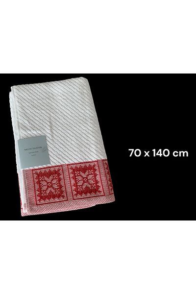 Madame Coco Zeste 100% βαμβακερή πετσέτα μπάνιου Λευκή/Κόκκινη - Μαλακή και απορροφητική - 70x140 cm