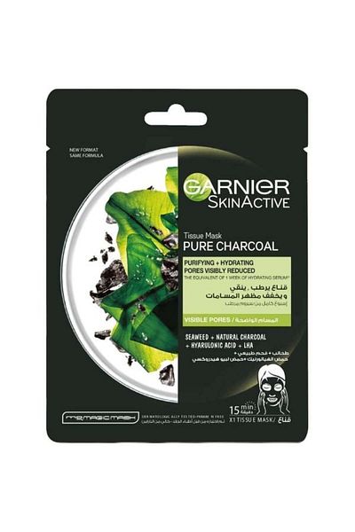 Garnier Skin Active Pure Charcoal Tissue Maske 97086 --- غارنيه قناع يرطب وينقي ويخفف مظهر المسامات