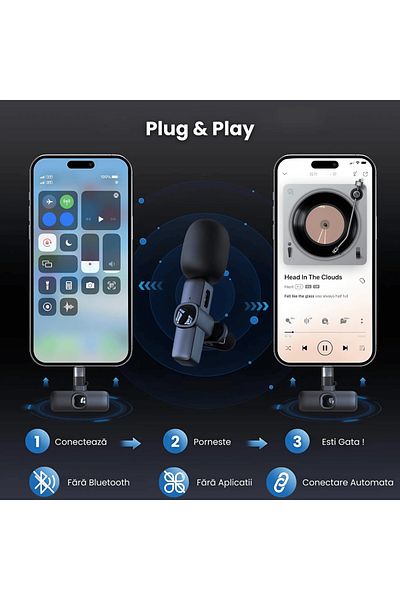 HASEPE Set 2 Wireless Lavalier Microphones , Compatible Iphone, Android, Ipad, Plug & Play
