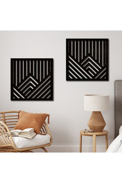Mars Minimalist Geometric Set of 2 Wooden Wall Decor