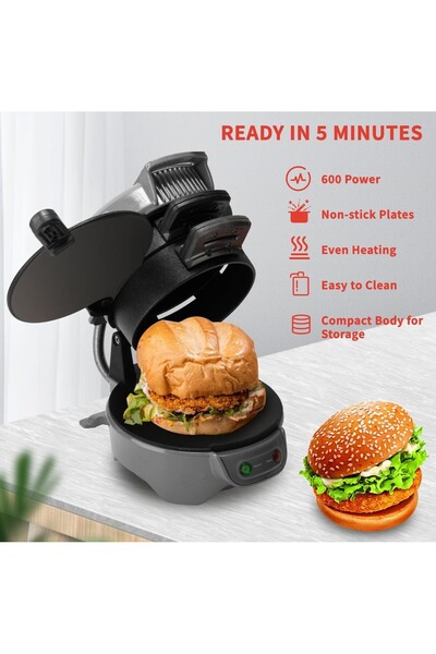Generic Electric Burger & Sandwich Maker Nonstick Grill with Egg Ring, Ready in 5 Mins for Fast Meals
