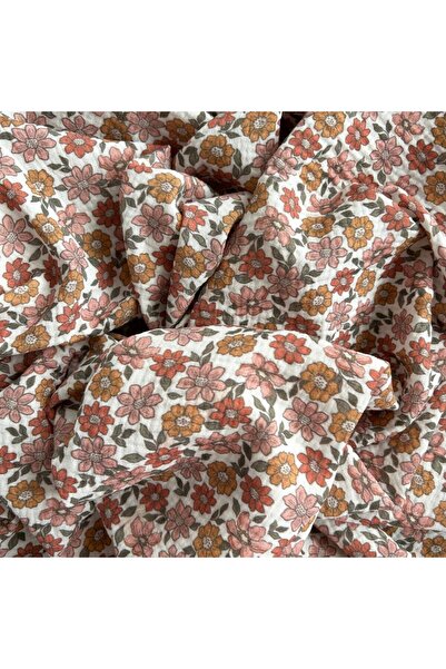 Doray Kumaş Çift Kat Müslin Kumaş / Çiçek Desenli / DRY 227